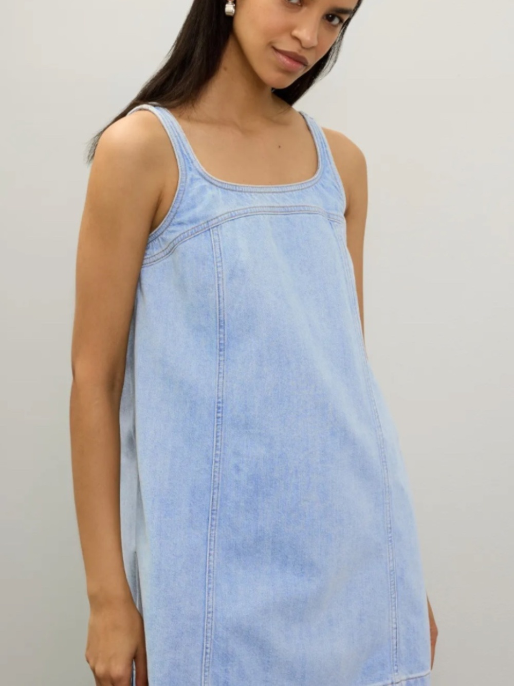 Madewell Light Wash Denim Square Neck Mini Dress Size 4
